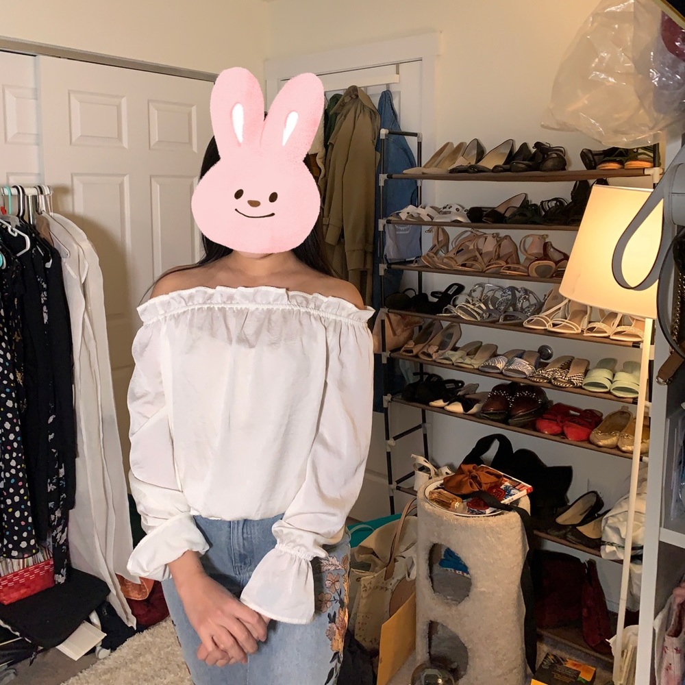 Express white long sleeve blouse